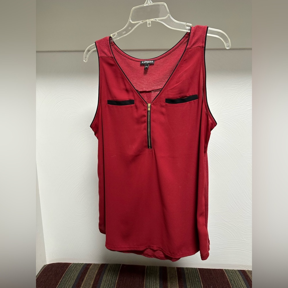 Express Women's Red Sleeveless Top with Zipper